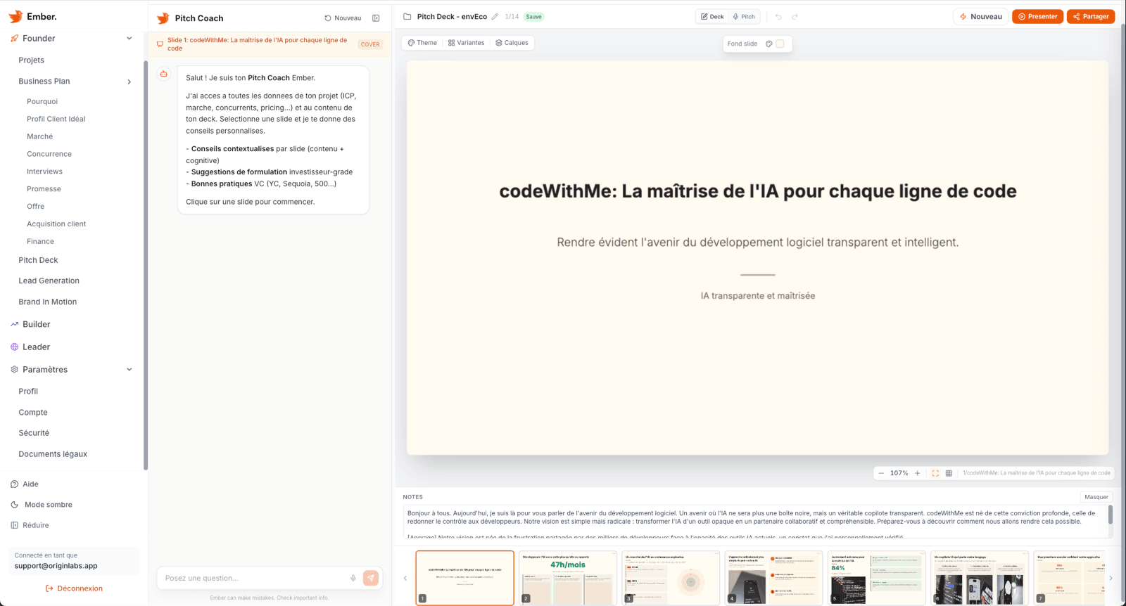 Ember Pitch Deck — Editor with Coach