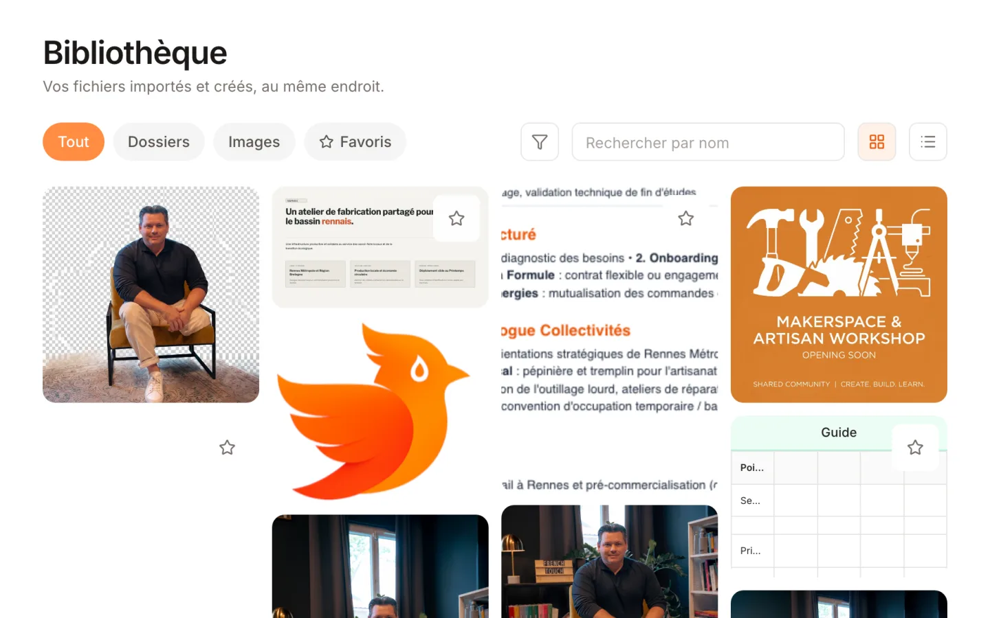 Library: imported and created files, in one place