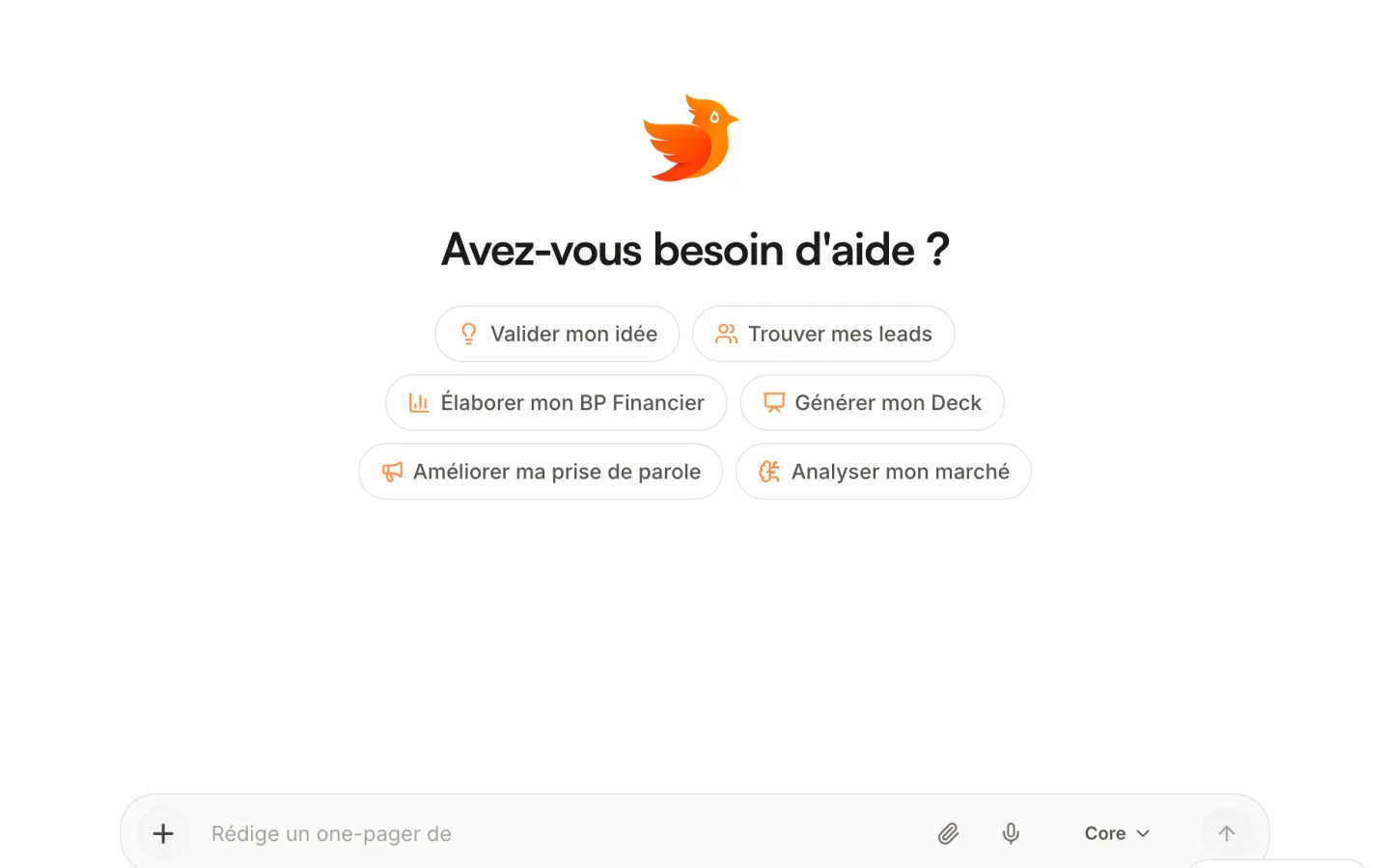 Second Brain: a blank conversation, with starting requests and the composer