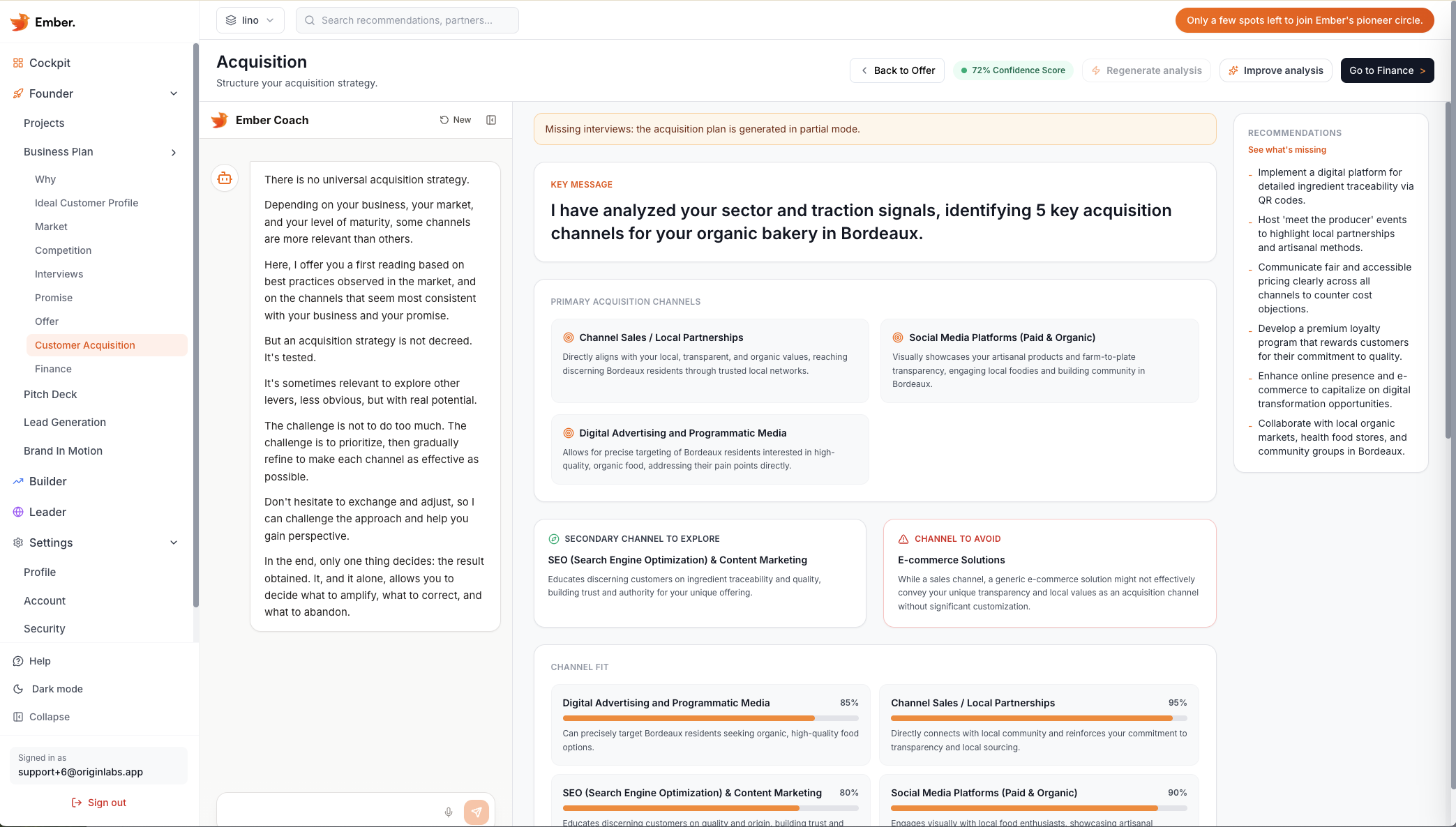 Ember Acquisition module — Model your channels