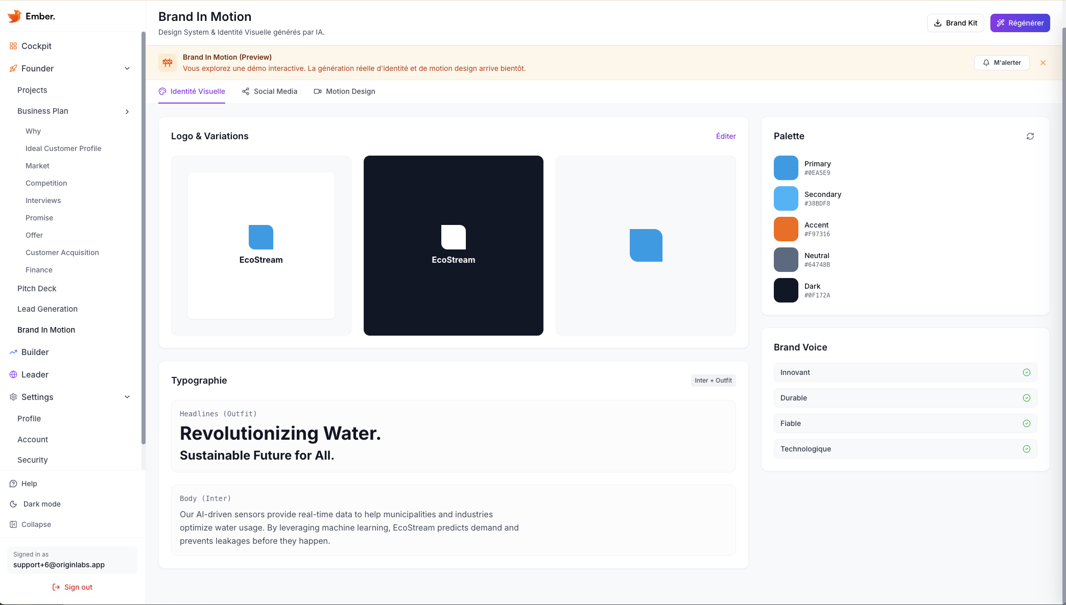 Ember Brand In Motion — Visual identity with logo, palette, typography and brand voice